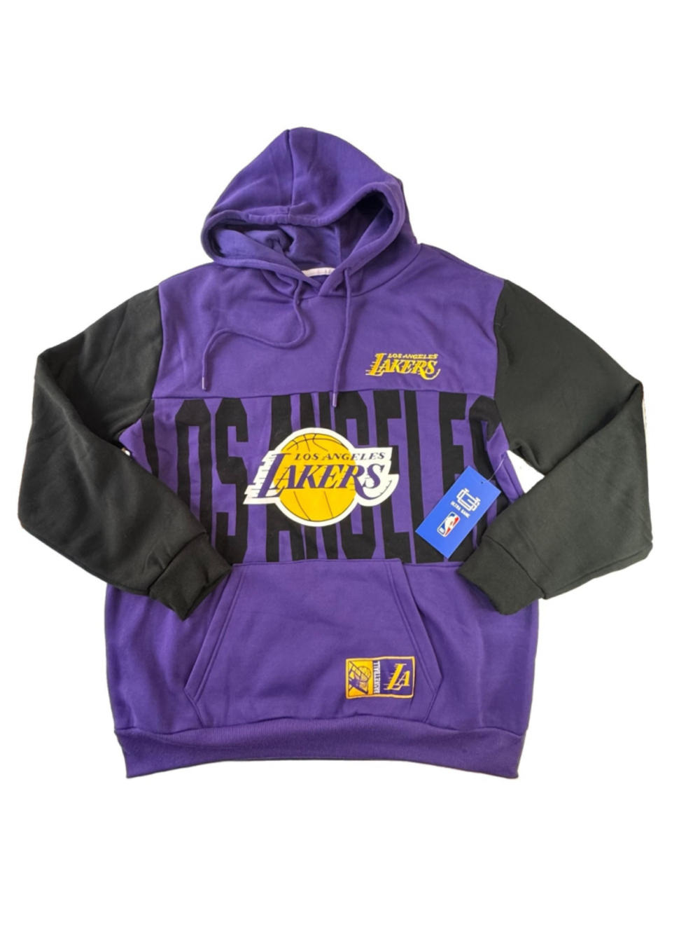 NWT NBA Los Angeles Lakers Fleece Hoodie Size:M Pullover Ultra Game Purple/blk